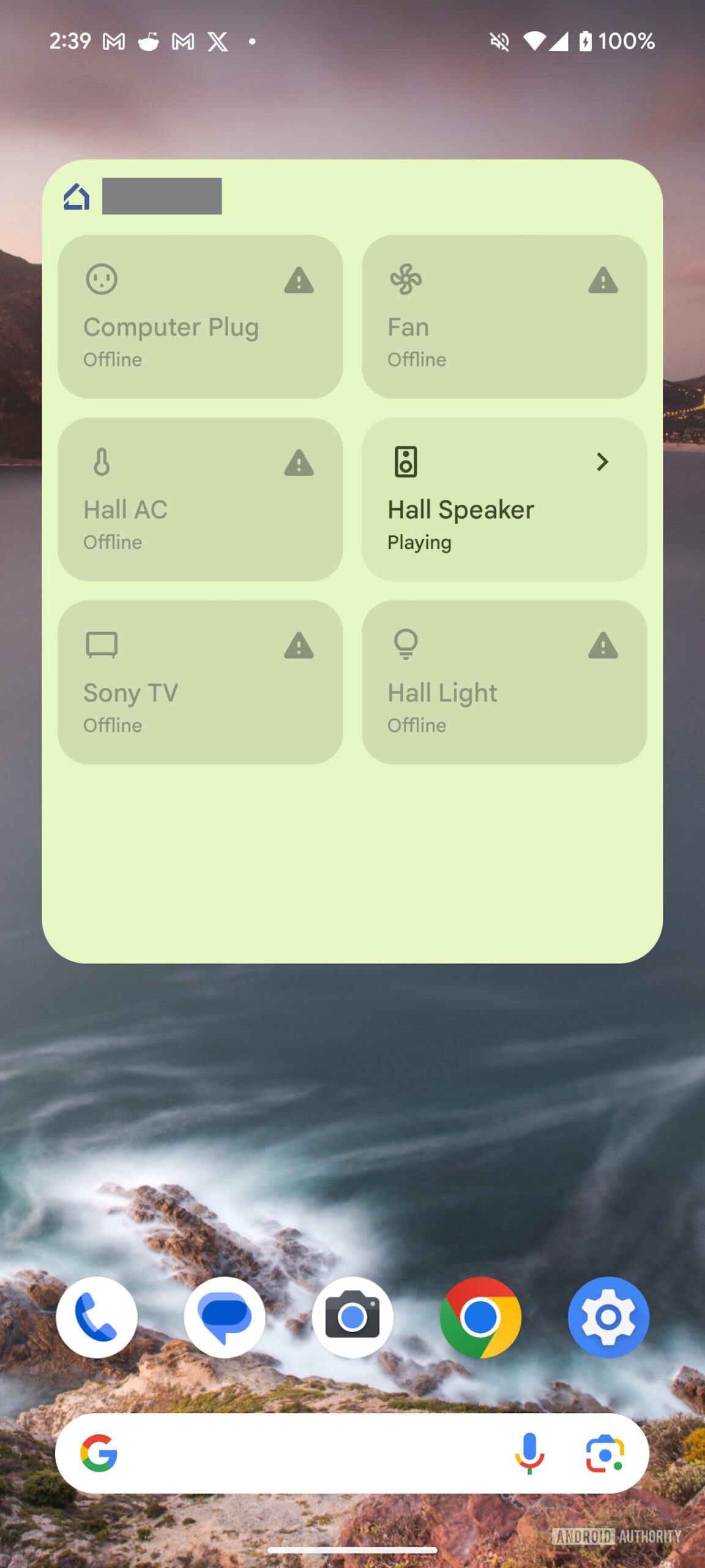 Google Home Widget Old without refresh button