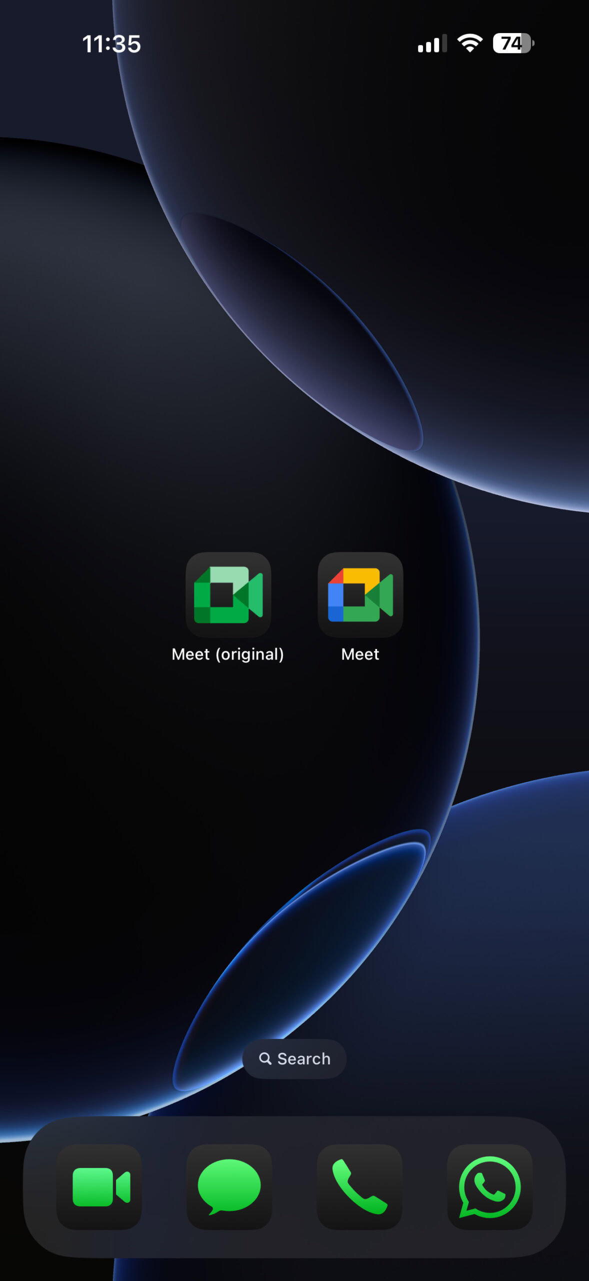 The two different Google Meet apps