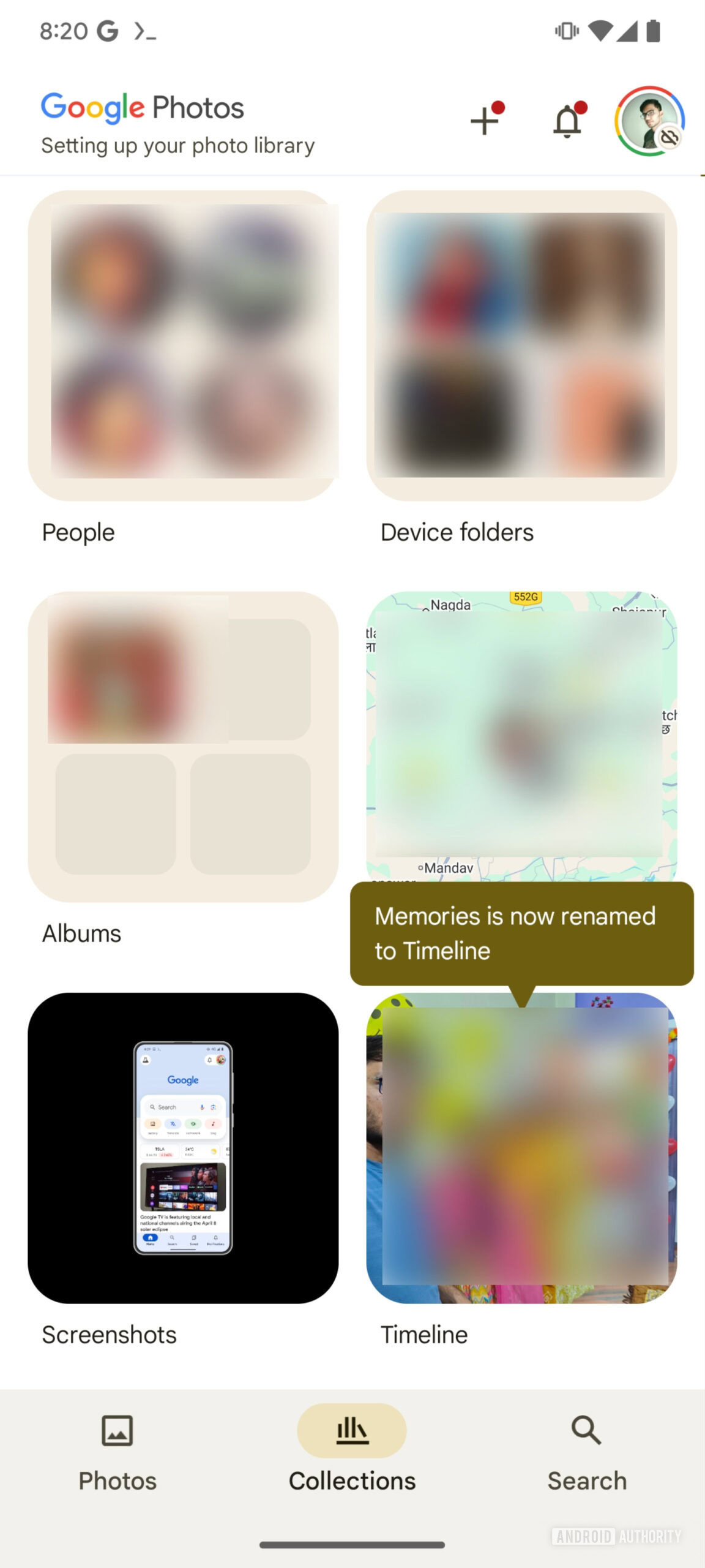 Google Photos timeline feature.