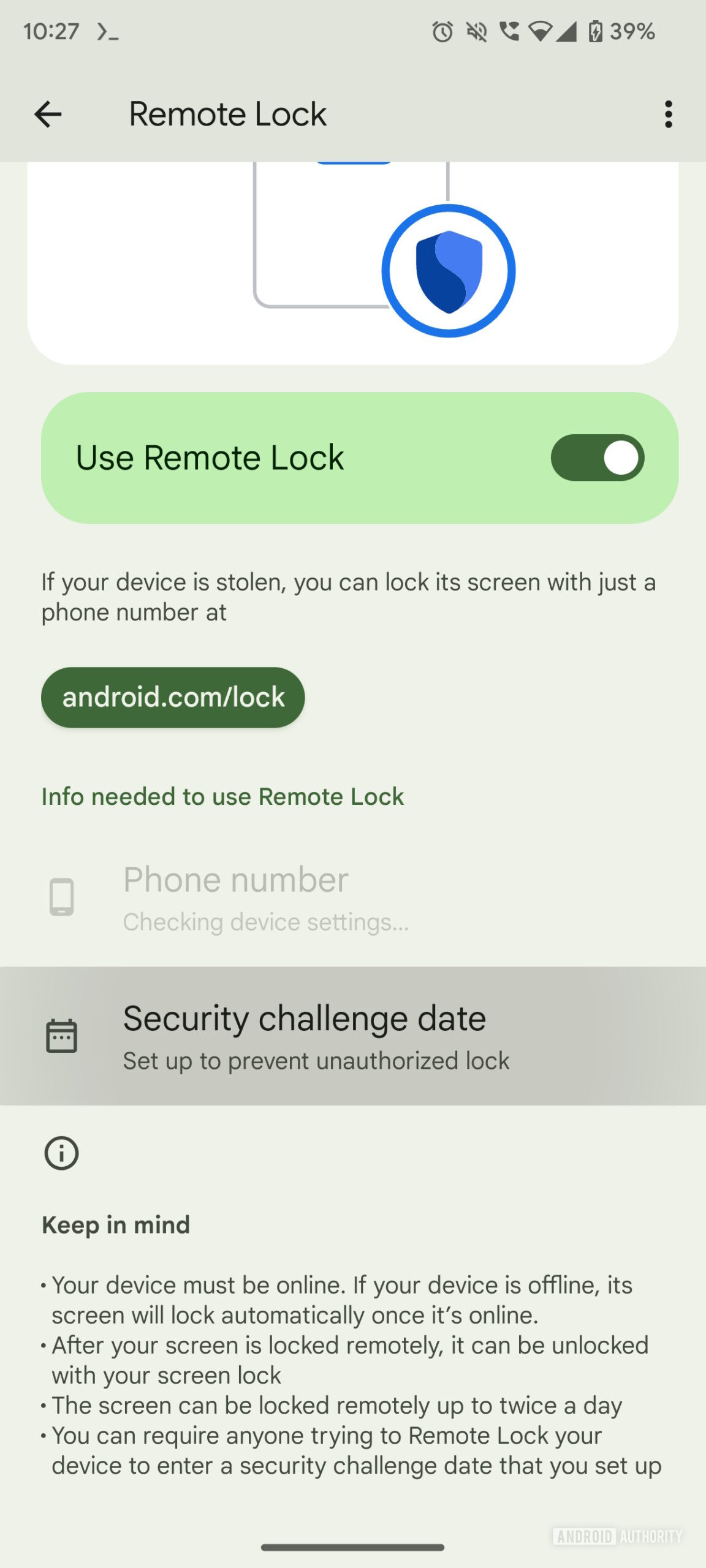 Google Play Services Remote Lock Security challenge 1