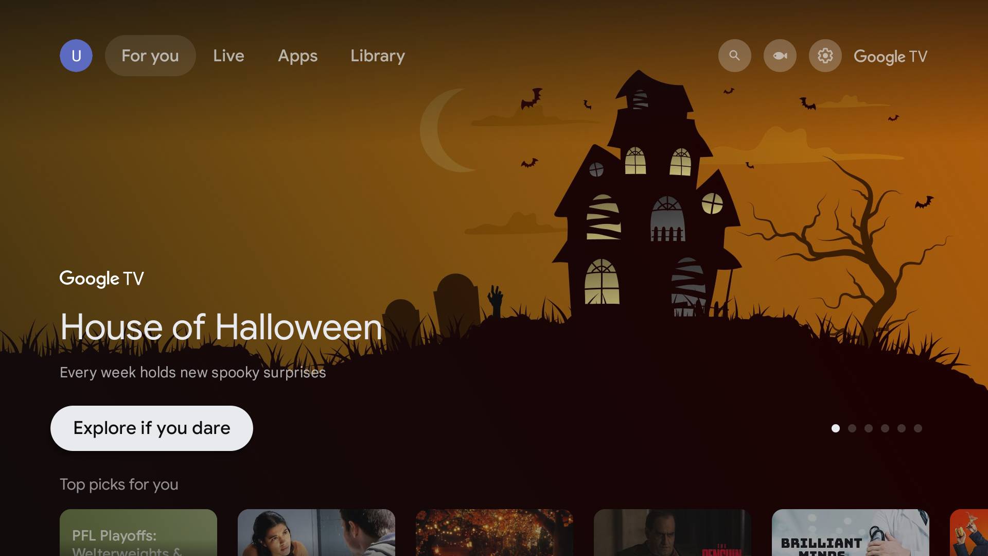 Google TV House of Halloween banner