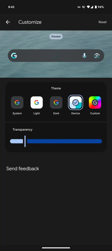 Google widget custom color 1