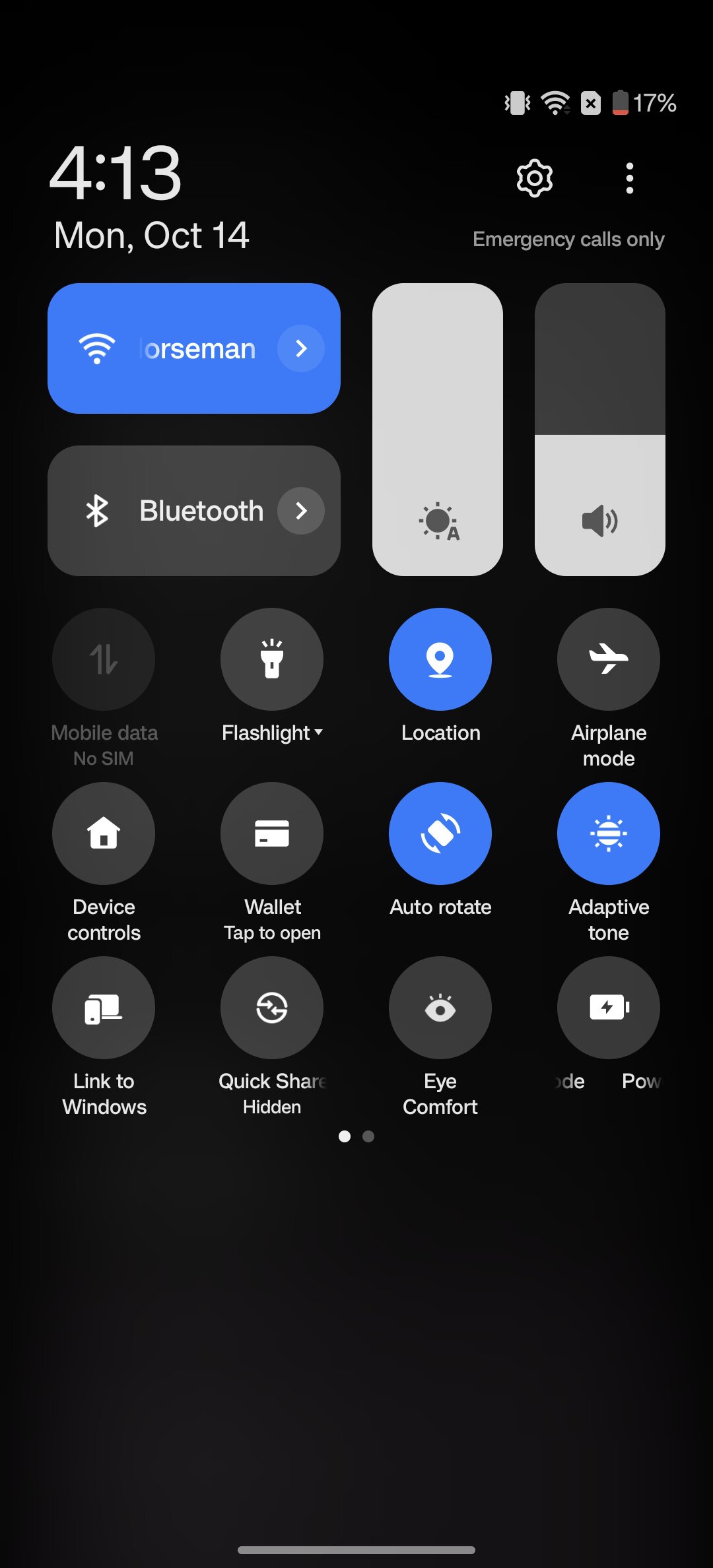 Oxygen OS 14 Quick settings panel layout screenshot