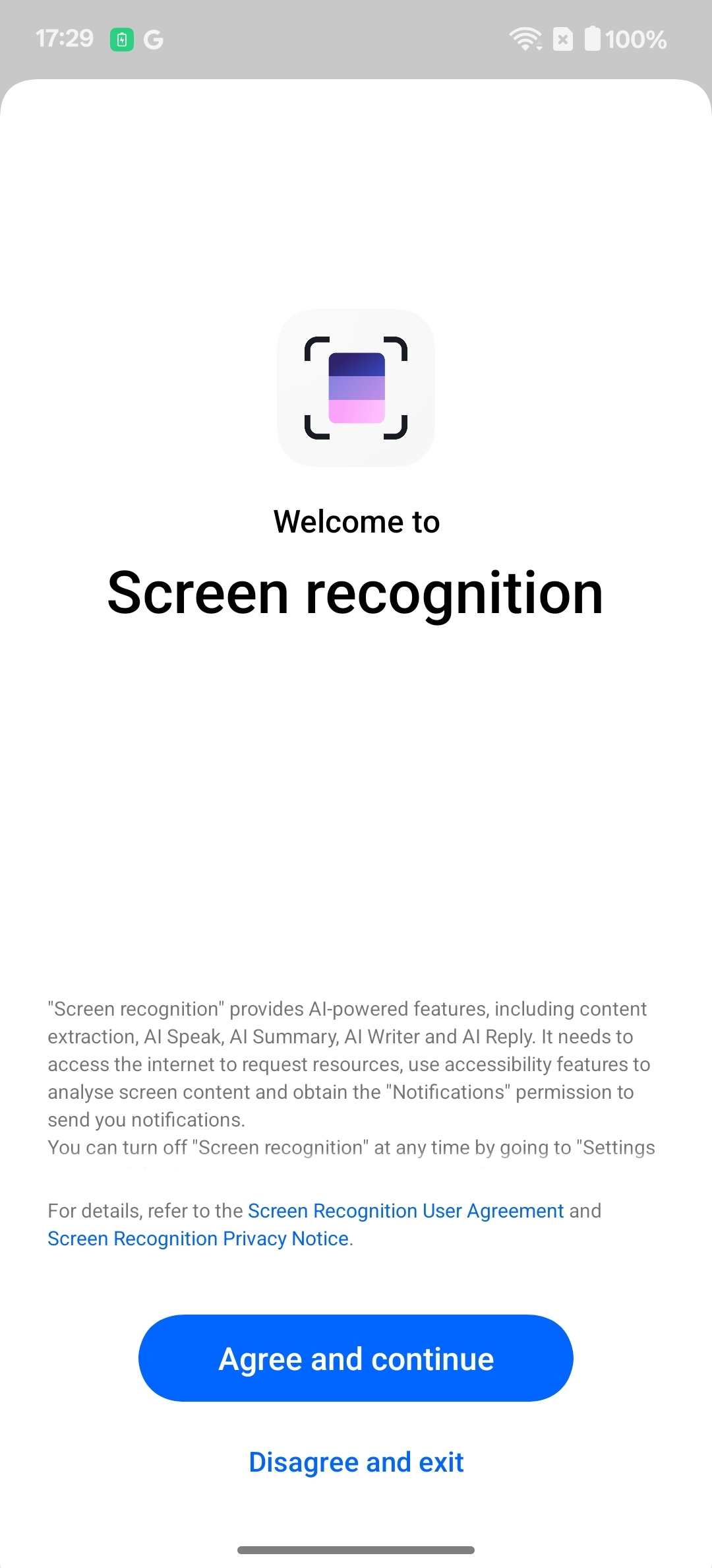 Oxygen OS 15 screen recognition permission warning