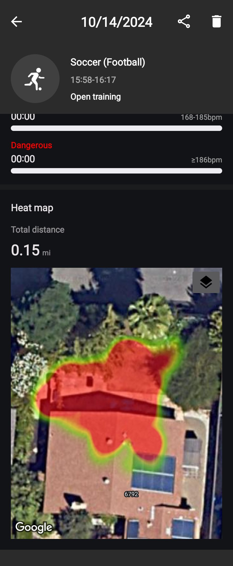 Screenshot of Mobvoi Health Heat map tracking feature