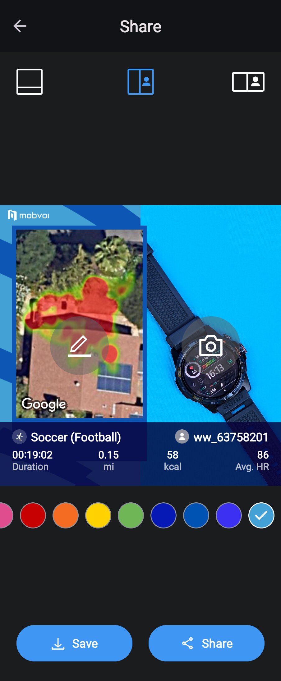 Screenshot of Mobvoi Health Heat map tracking feature