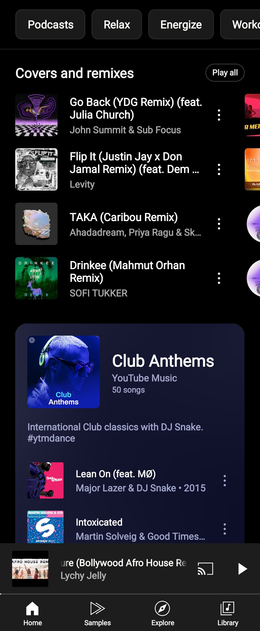 YouTube Music covers and remixes screenshot