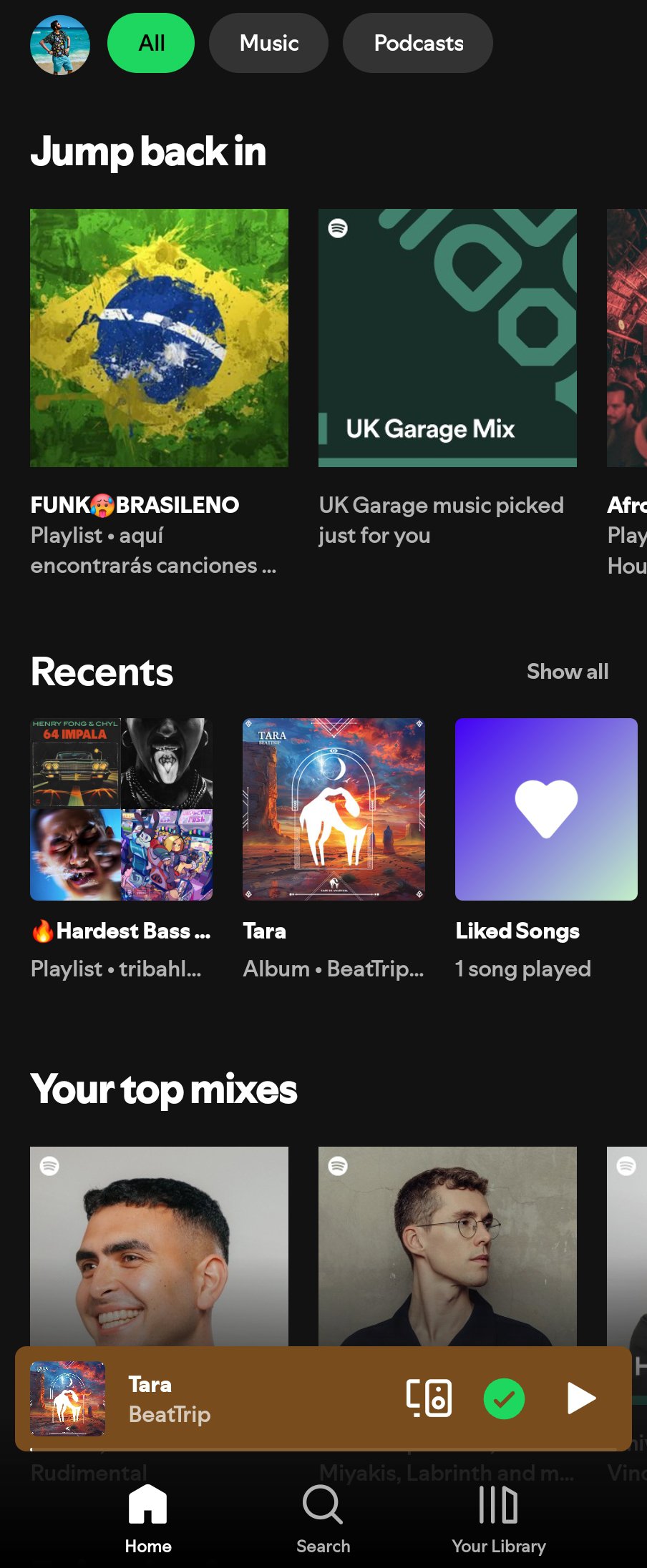 Spotify home screen screenshots