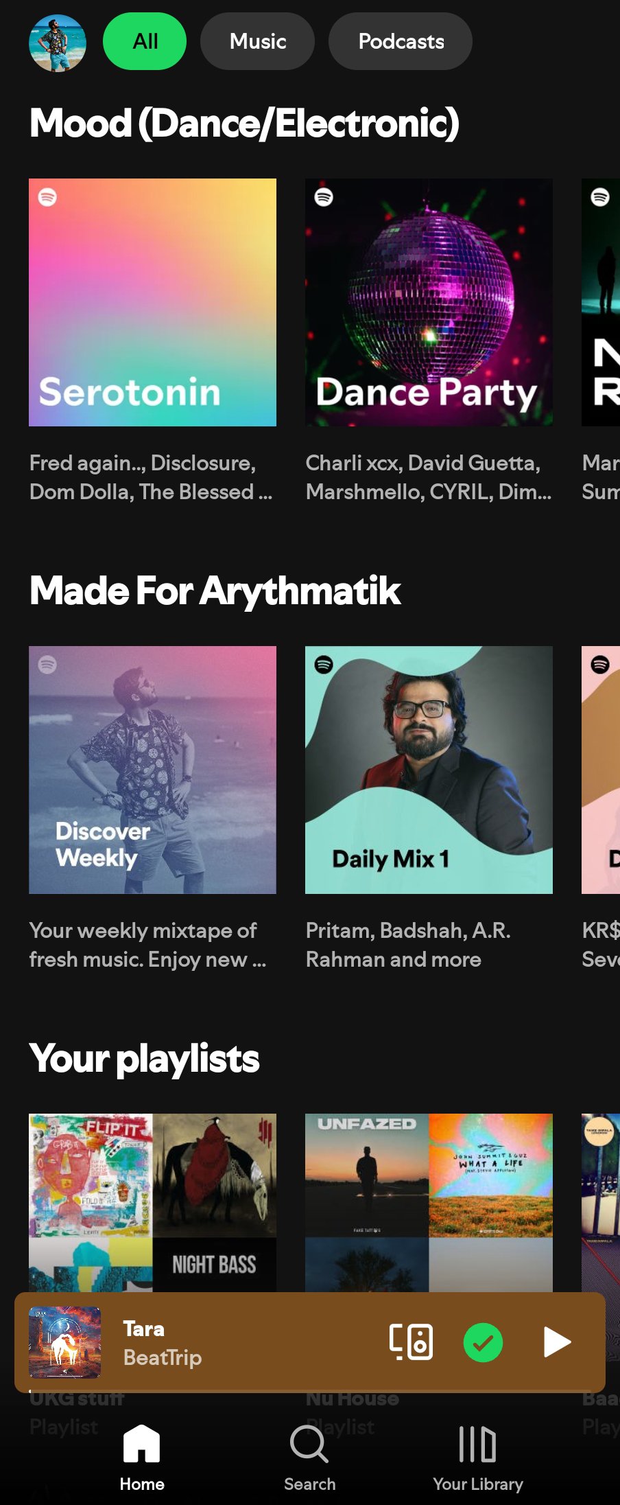 Spotify home screen screenshots