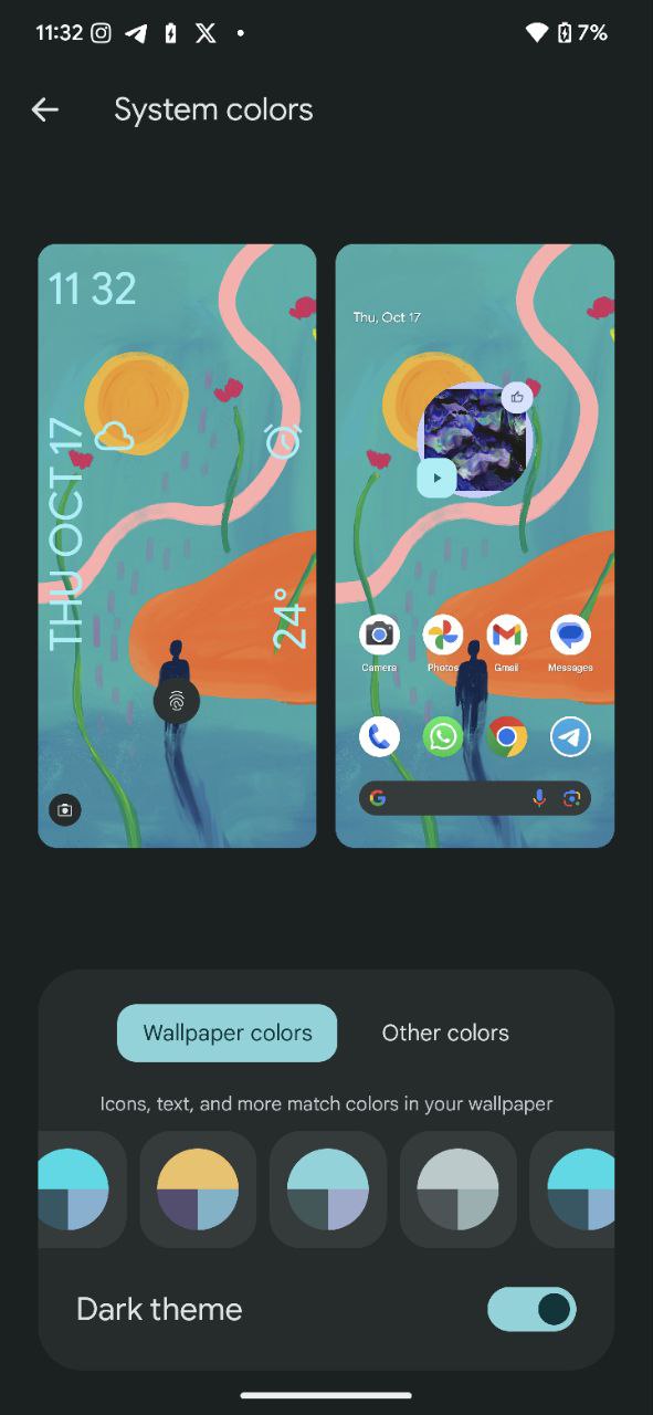 Screenshots showing duplicate wallpaper color combinations in Android 15 (5)