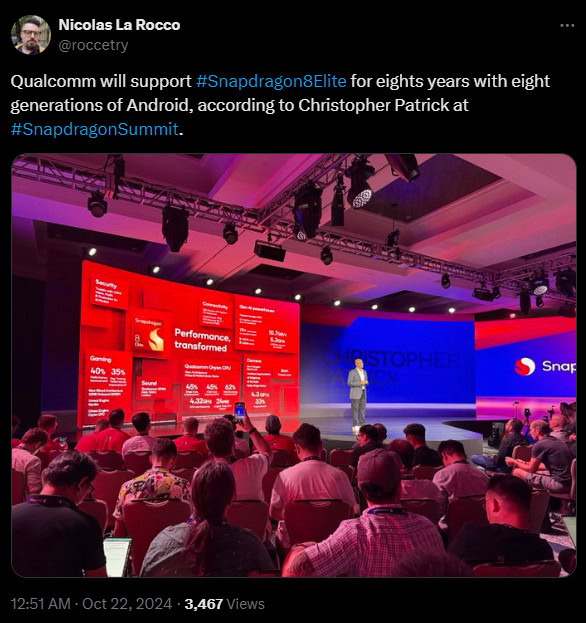 Snapdragon 8 Elite eight years updates Nicolas La Rocco