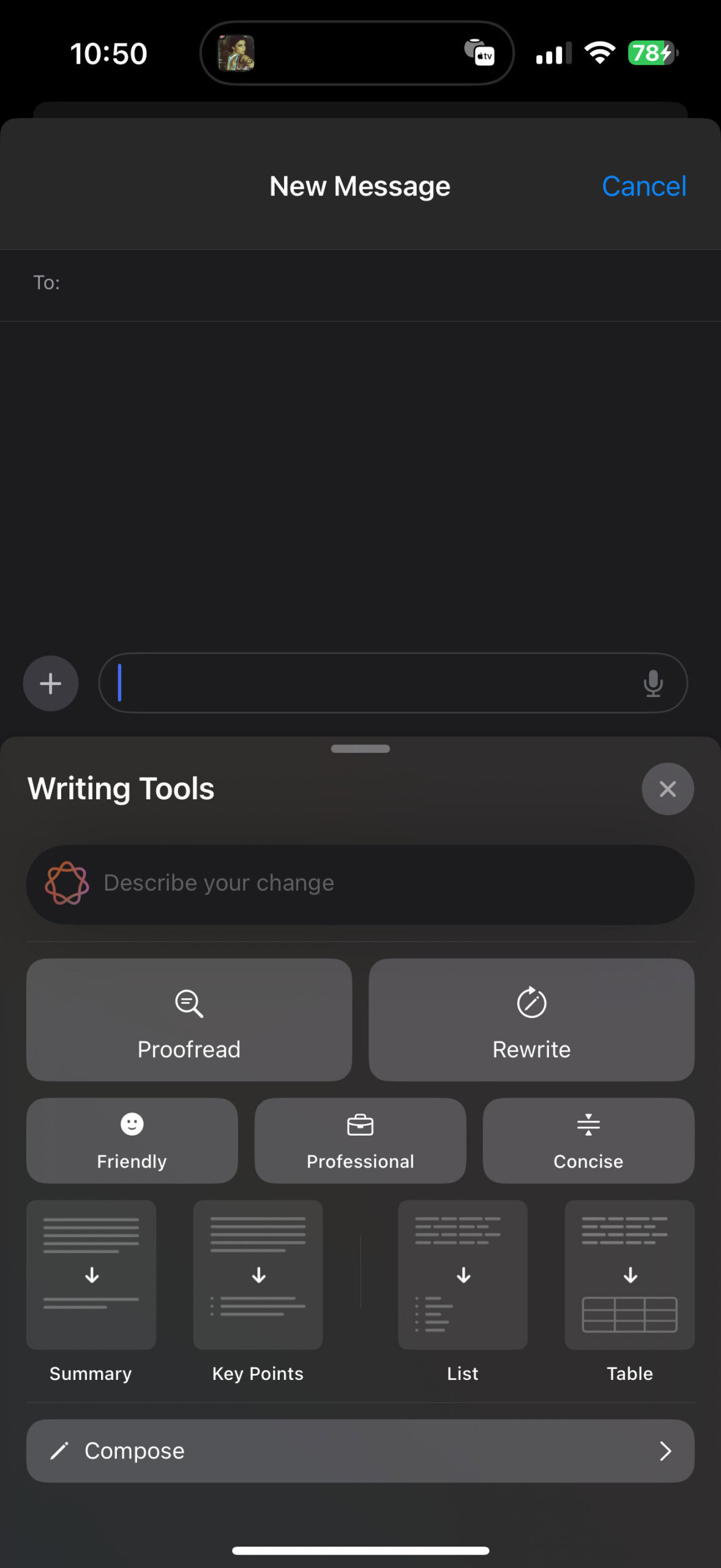 The updated Writing Tools on iOS 18.2 with ChatGPT support