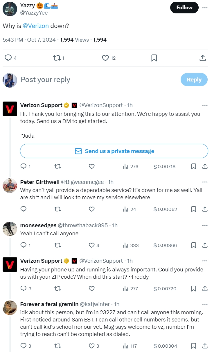 Verizon Outage User Reports