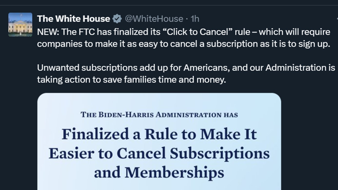 White House X Post Click To Cancel