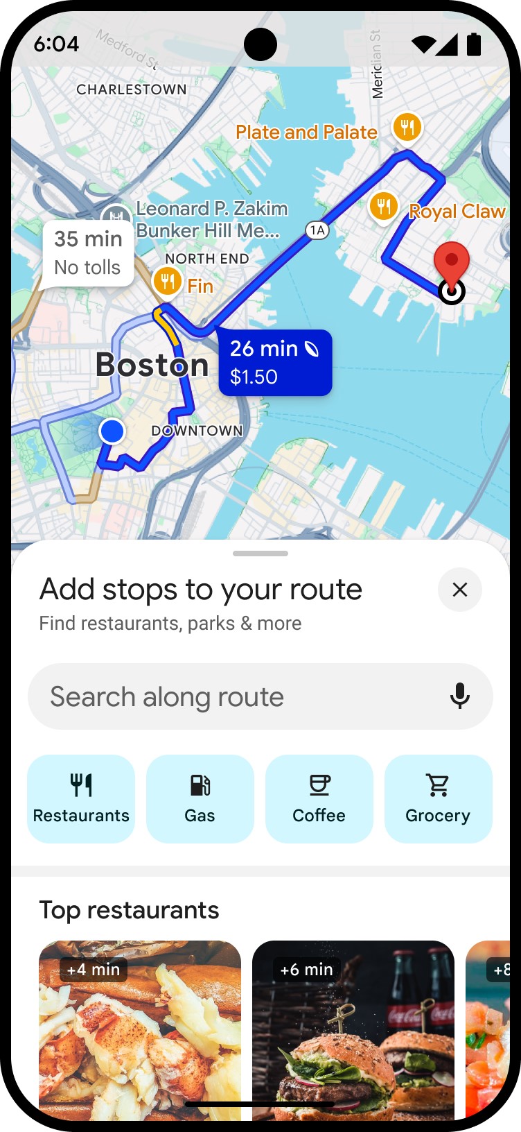 google maps Explore Along Your Route