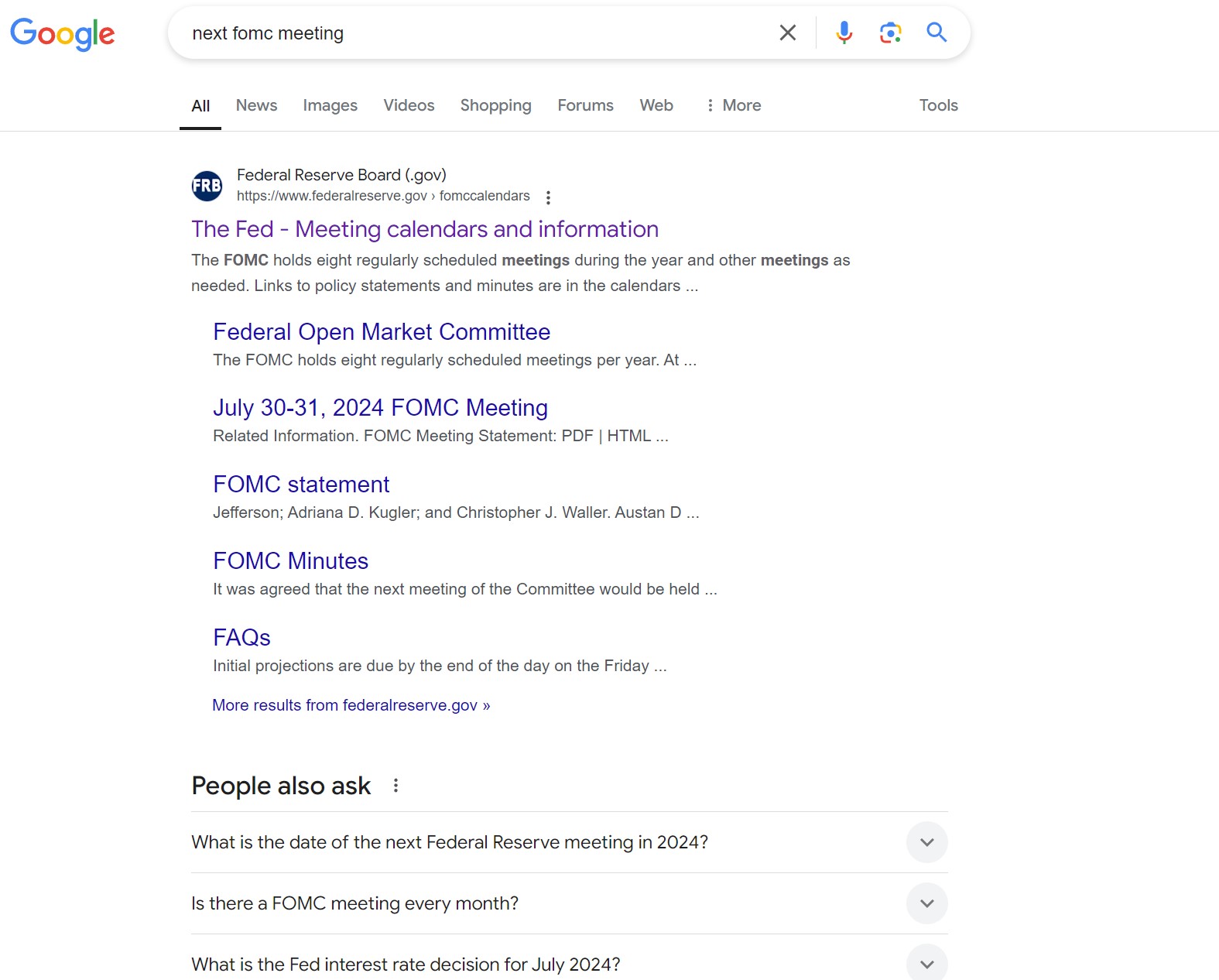 Google: next FoMC meeting