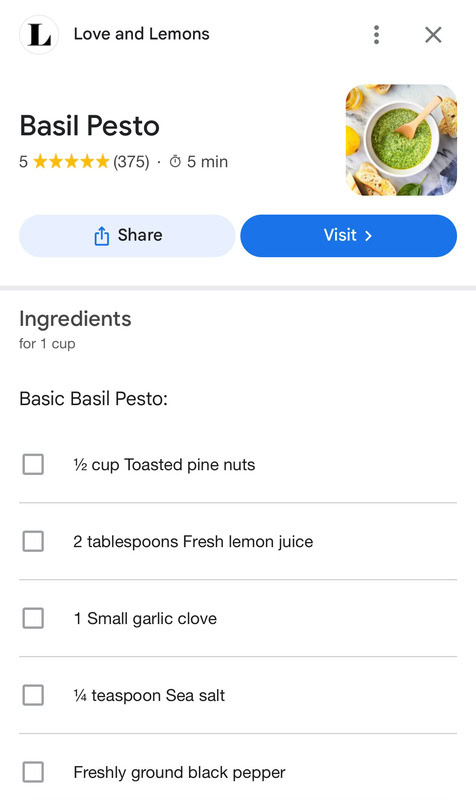 Google tries to keep you from leaving Search with new recipe feature