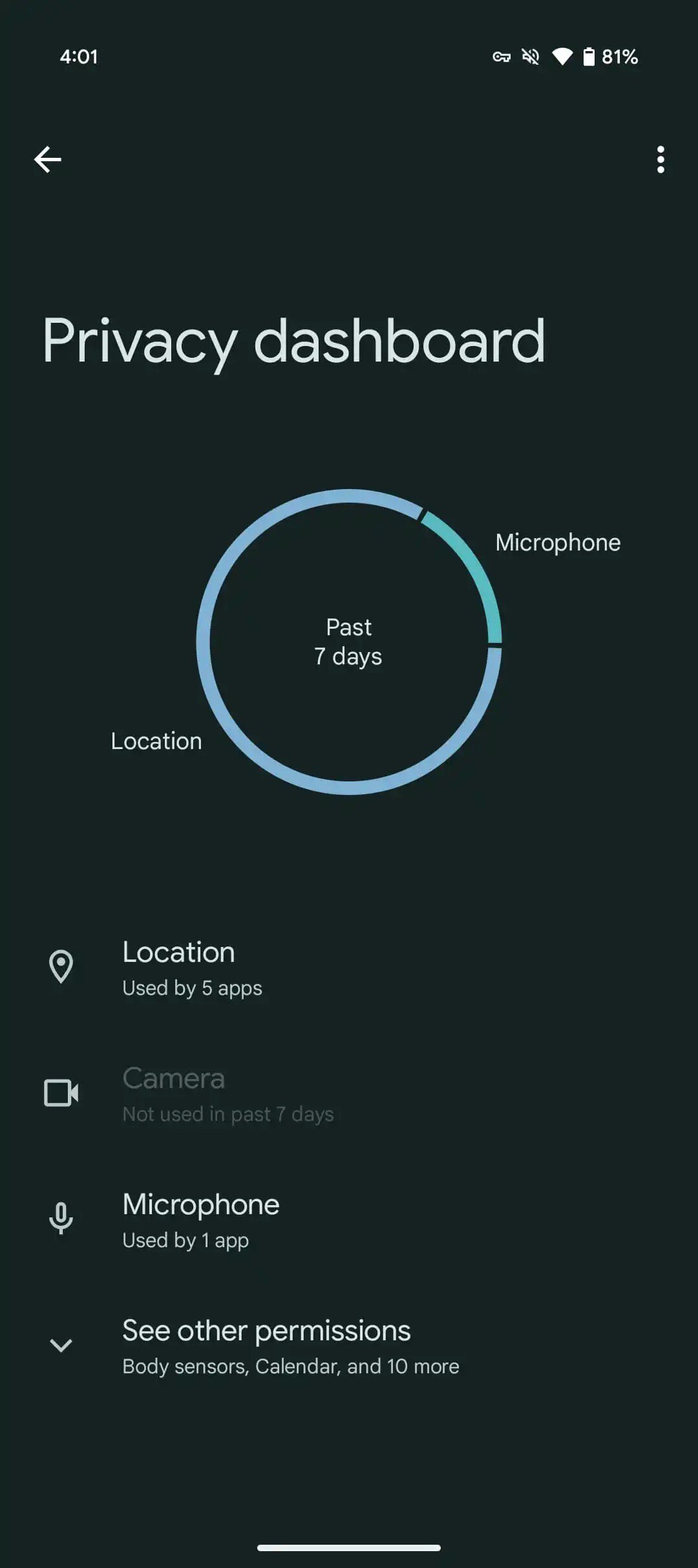 Android 16 privacy dashboard history 1