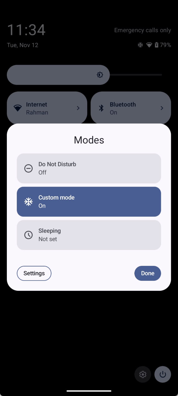 Android 15 QPR2 Beta 1 Modes tile 2