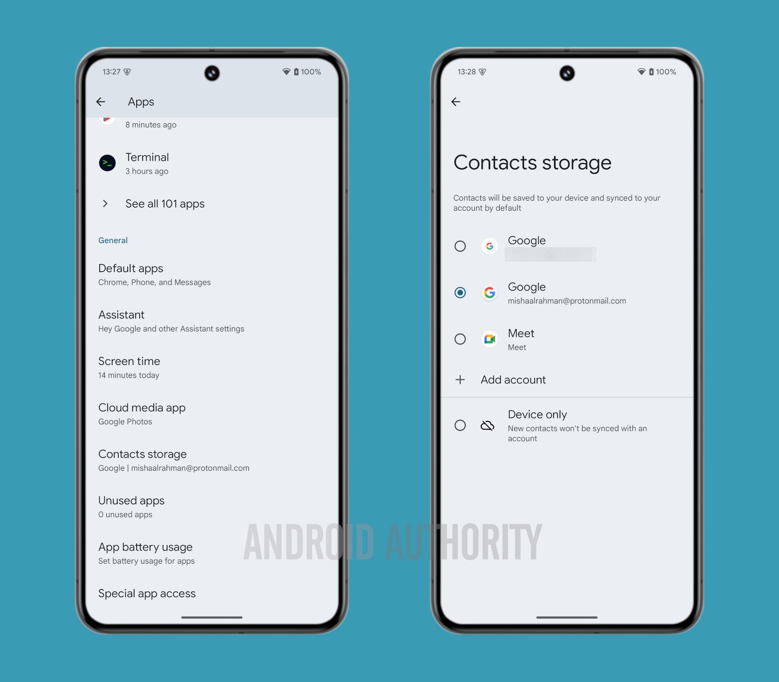 Android 15 QPR2 Beta 1 contacts storage