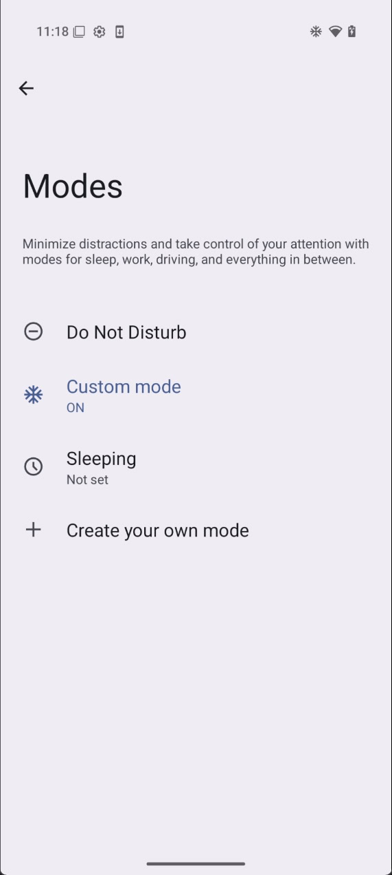 Android 15 QPR2 Beta 1 custom mode enabled