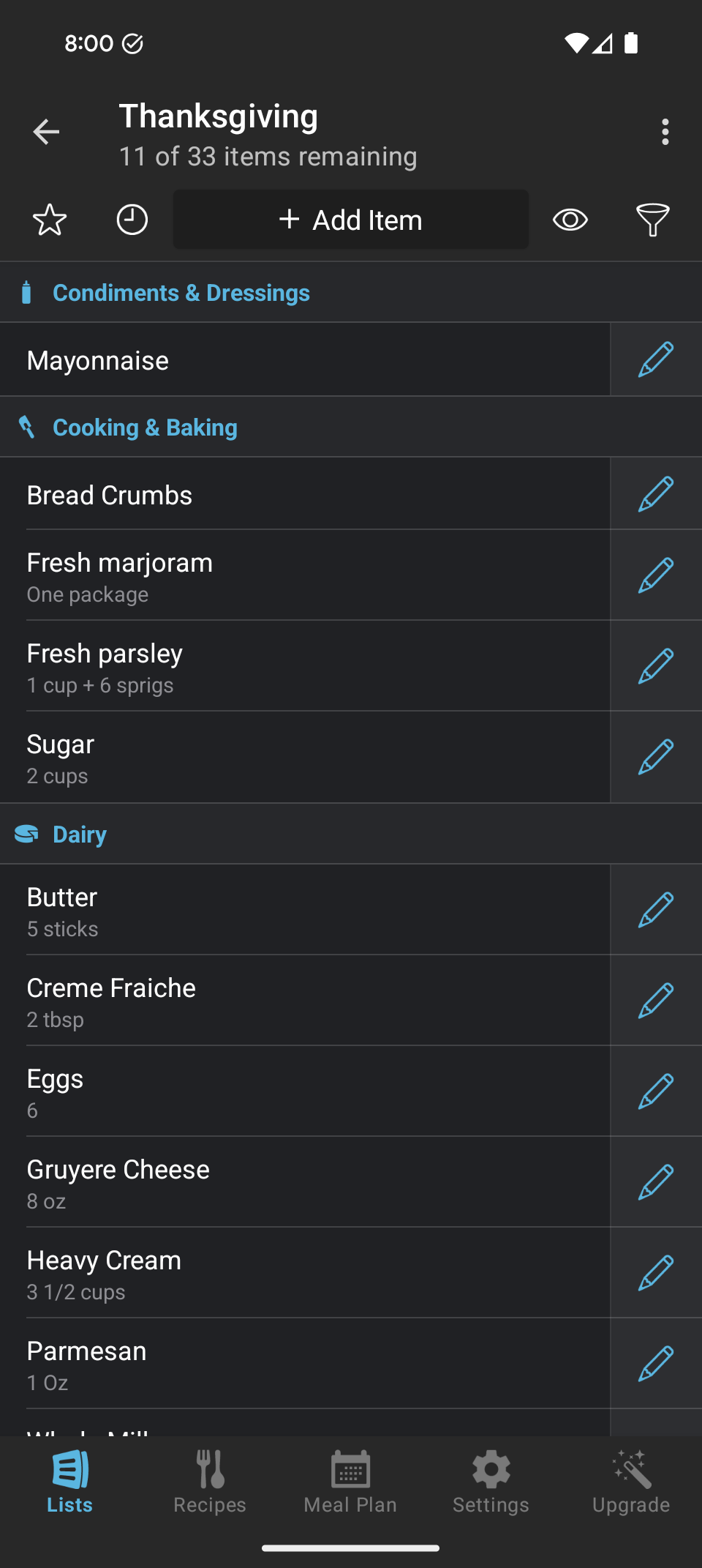 AnyList Grocery List