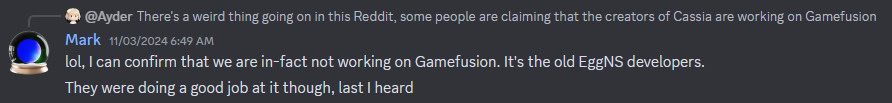 Cassia developer GameFusion Discord