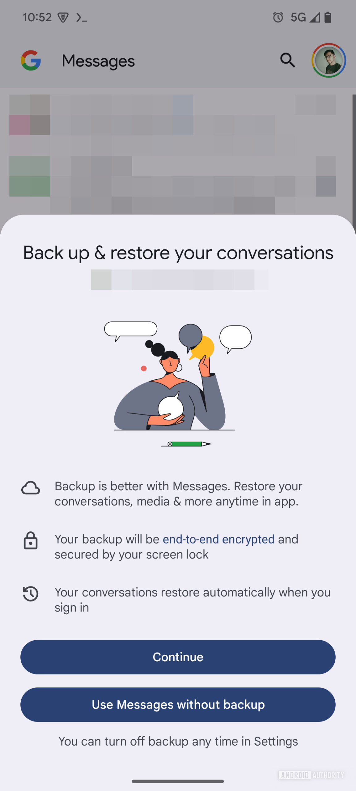 Google Messages backup and restore AssembleDebug 1