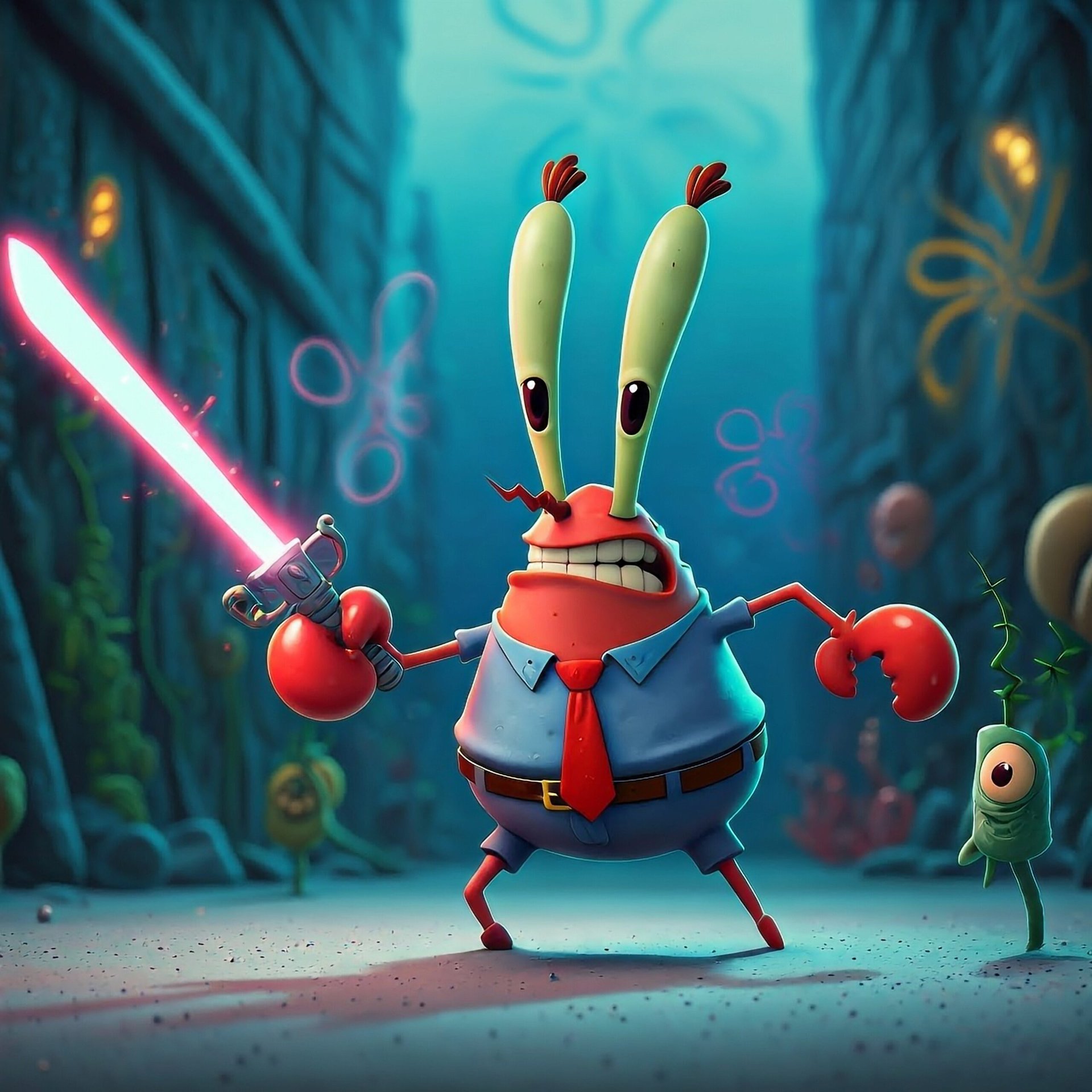 Google Pixel Studio Mr Krabs laser sword