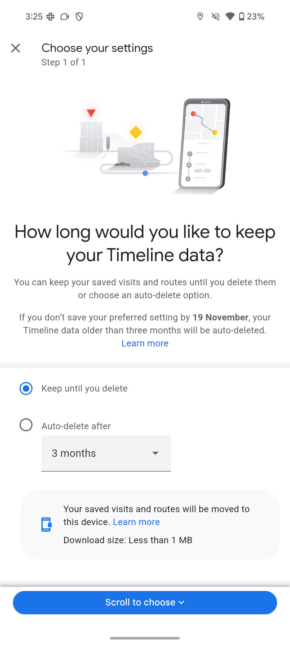 Google Timeline options