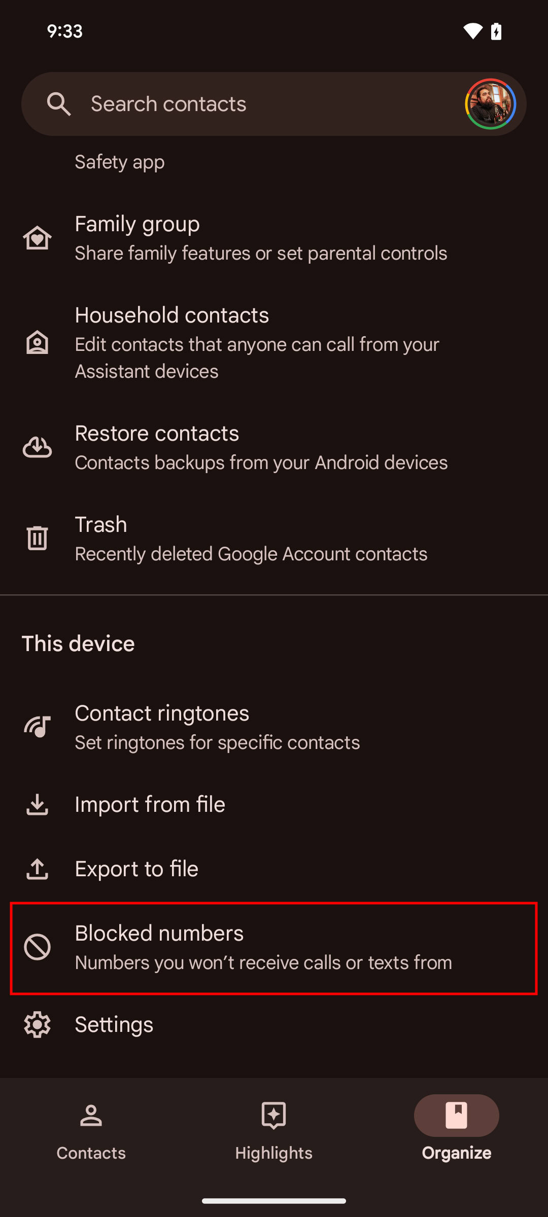 How to find blocked numbers on Android Contacts app 2