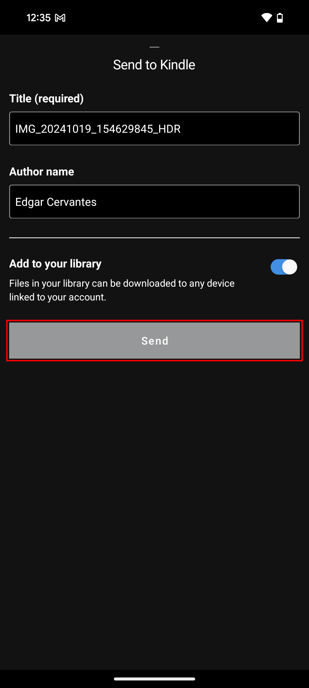 How to send file to a Kindle from the mobile app 3