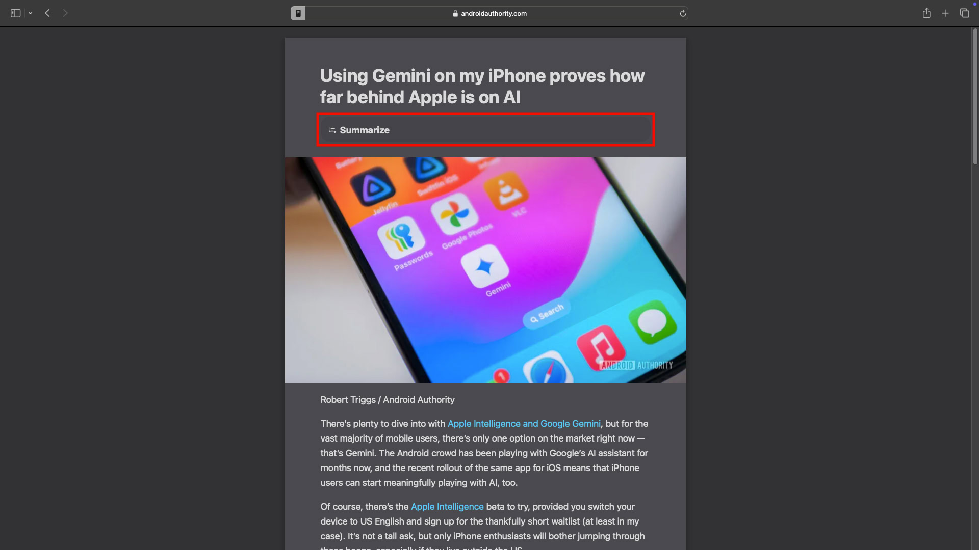 How to summarize a website with Apple Intelligence 2