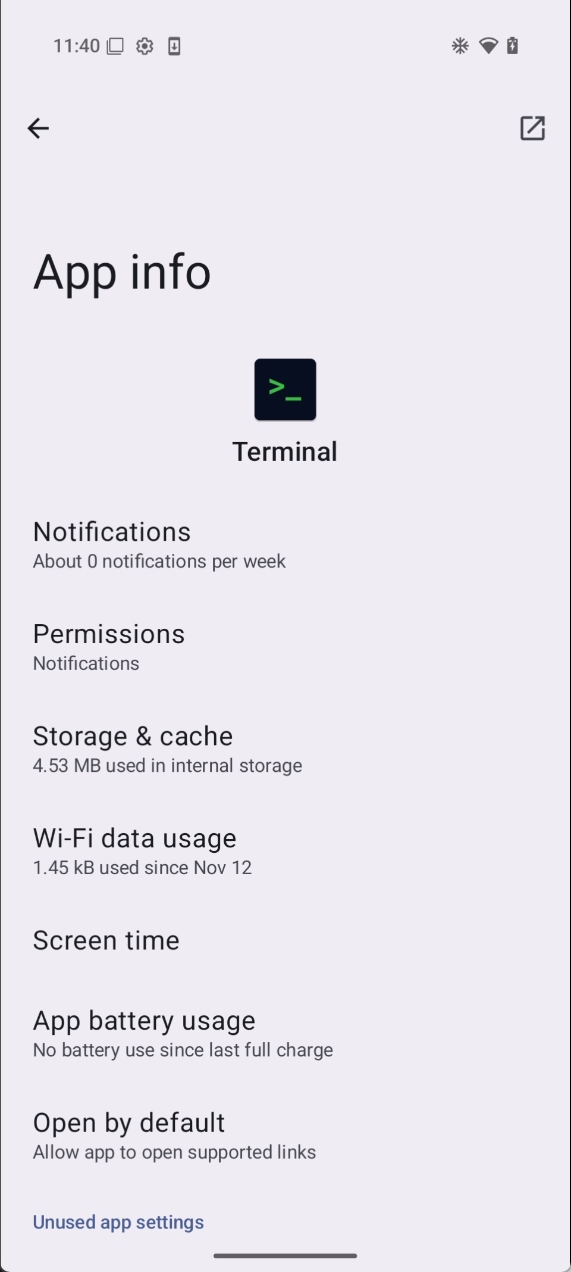 Linux Terminal app info in Android 15 QPR2 Beta1