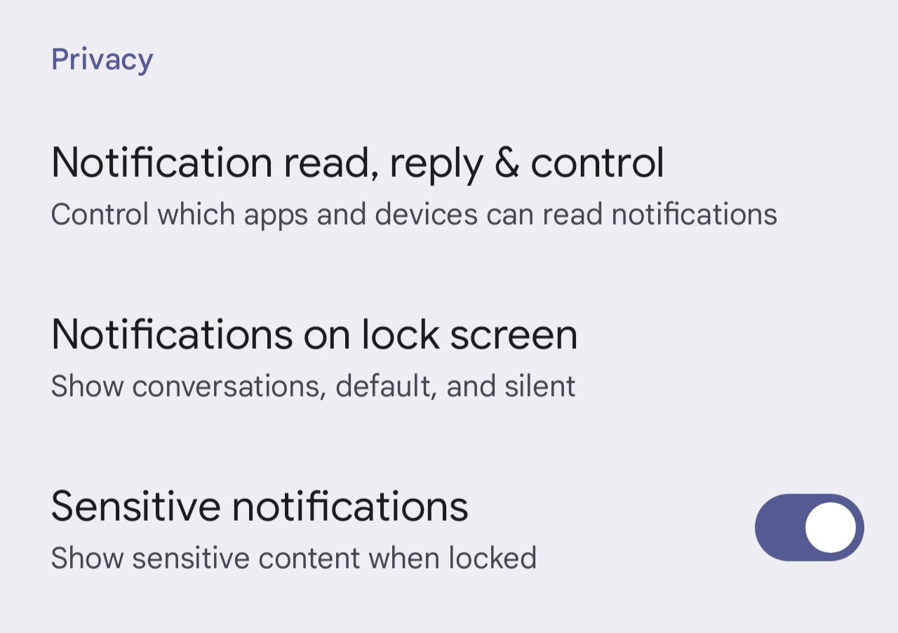 Lock screen notifications in Android 16 DP1