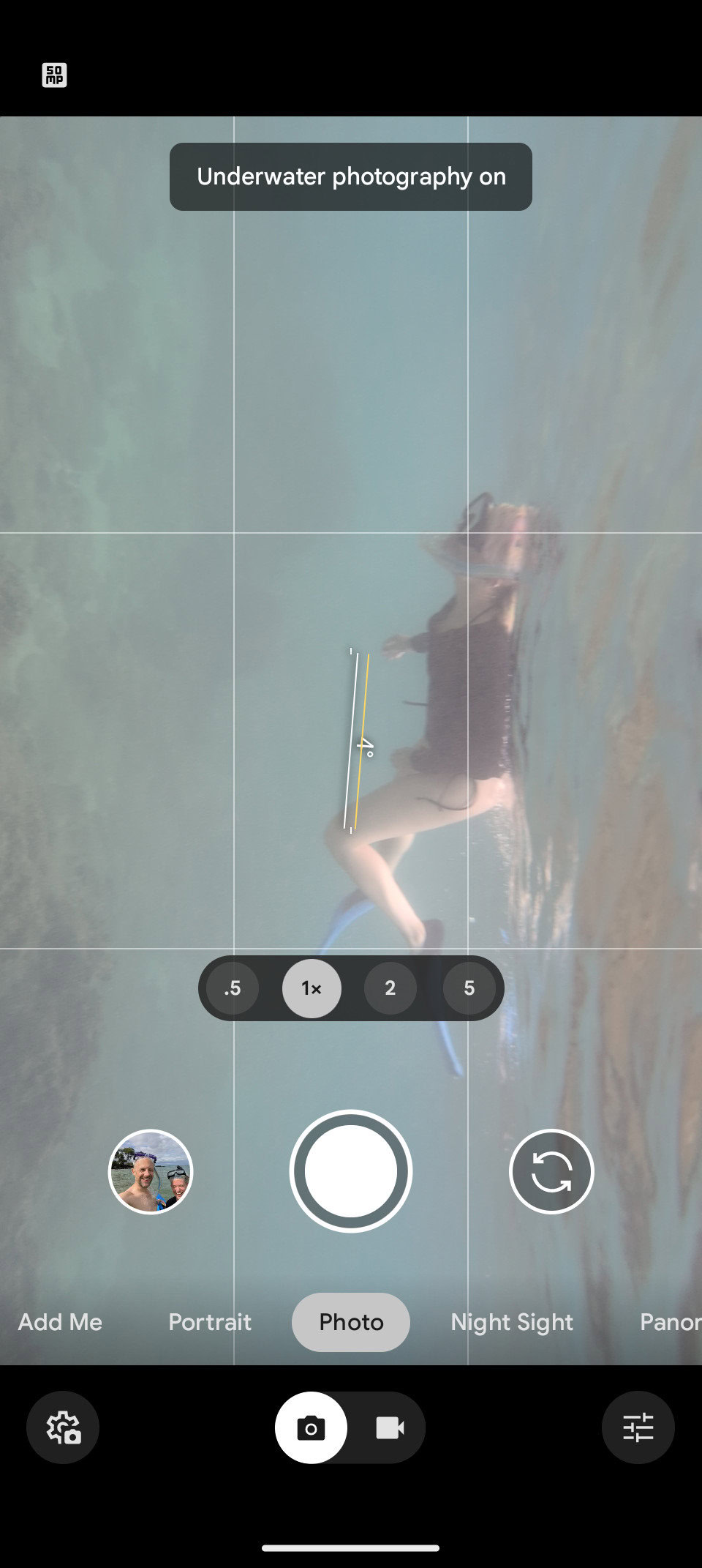 Pixel Underwater Camera Mode on While in Ocean