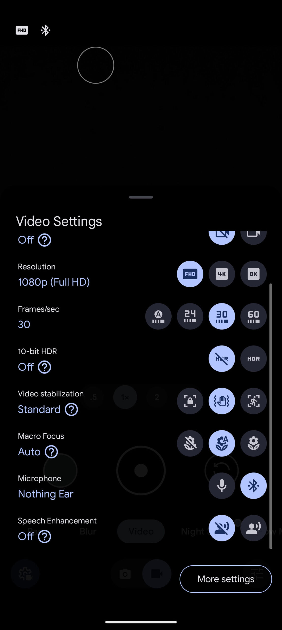 Pixel Camera microphone settings