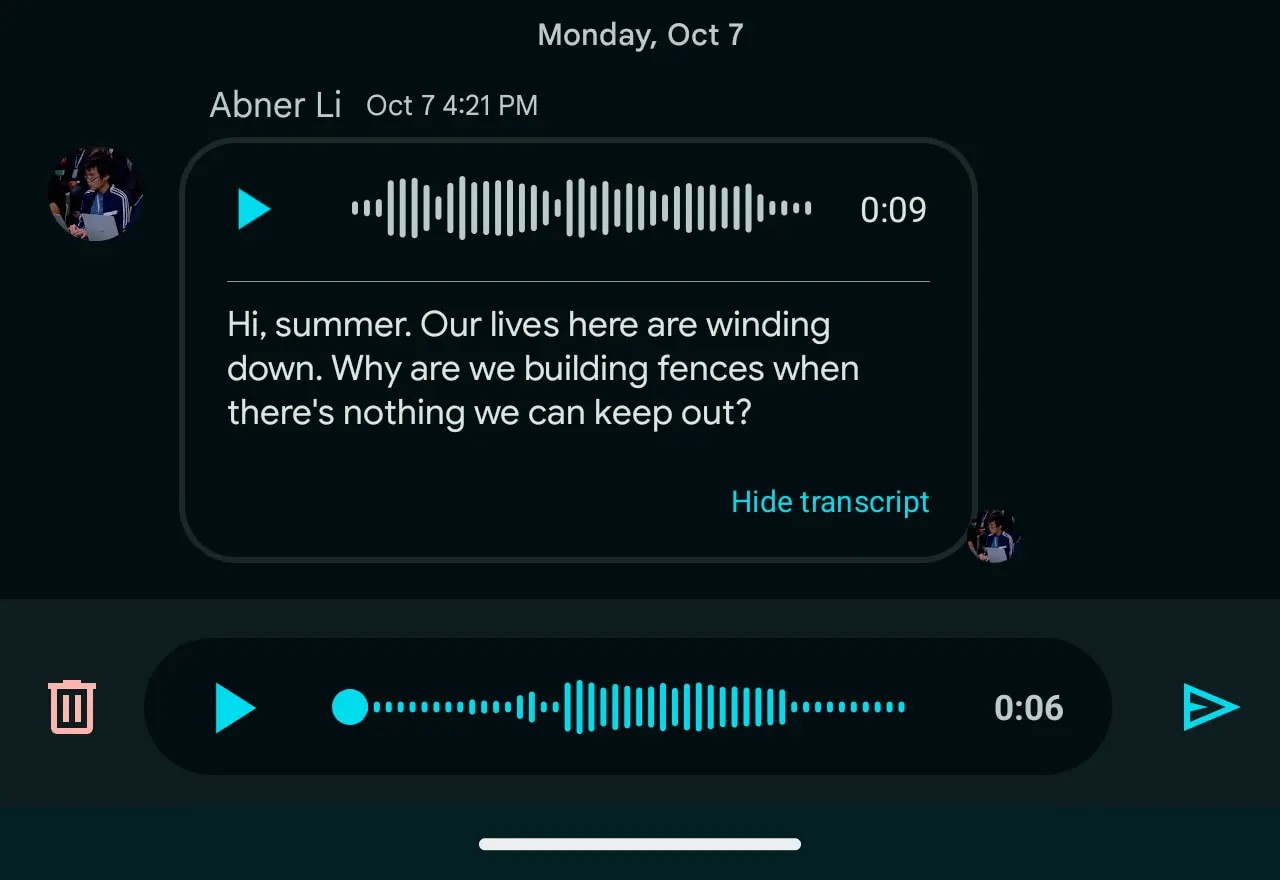 google chat voice message