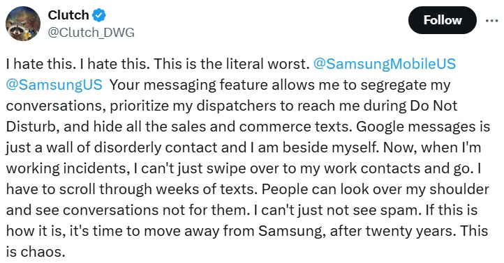 Google Messages vs Samsung Messages rant