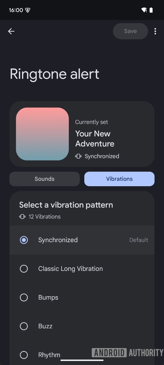 2a Pixel Sounds vibration pattern options for ringtones