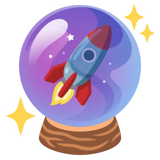 Emoji Kitchen Crystal Ball and Rocket