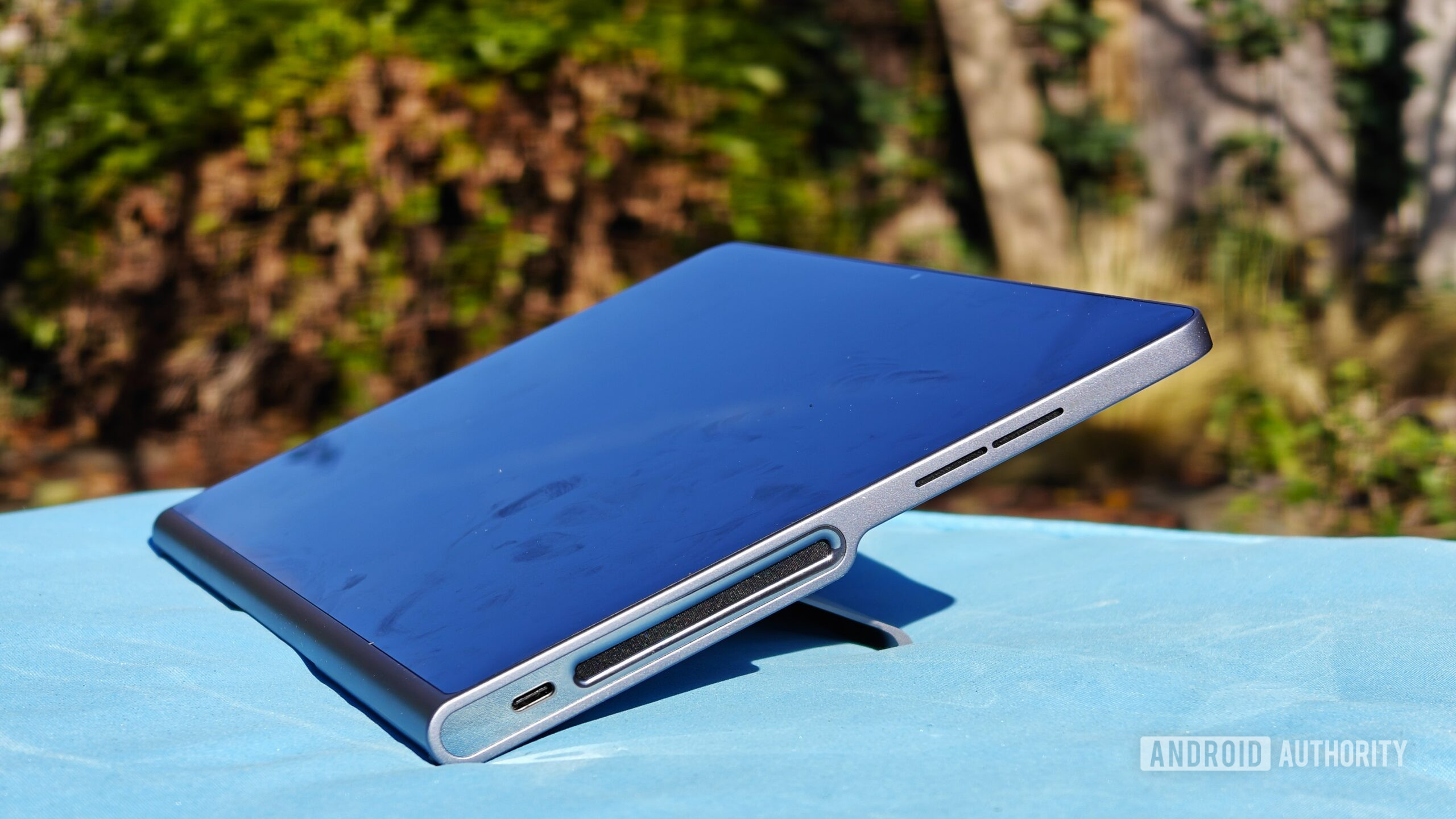 Lenovo Tab Plus review image showing the flexibility of the kickstand