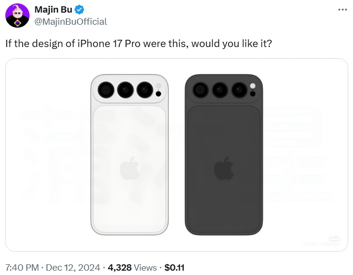 MajinBu fan rendering of the iPhone 17 Pro