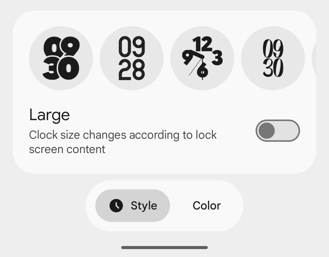 New lock screen clock picker UI 1