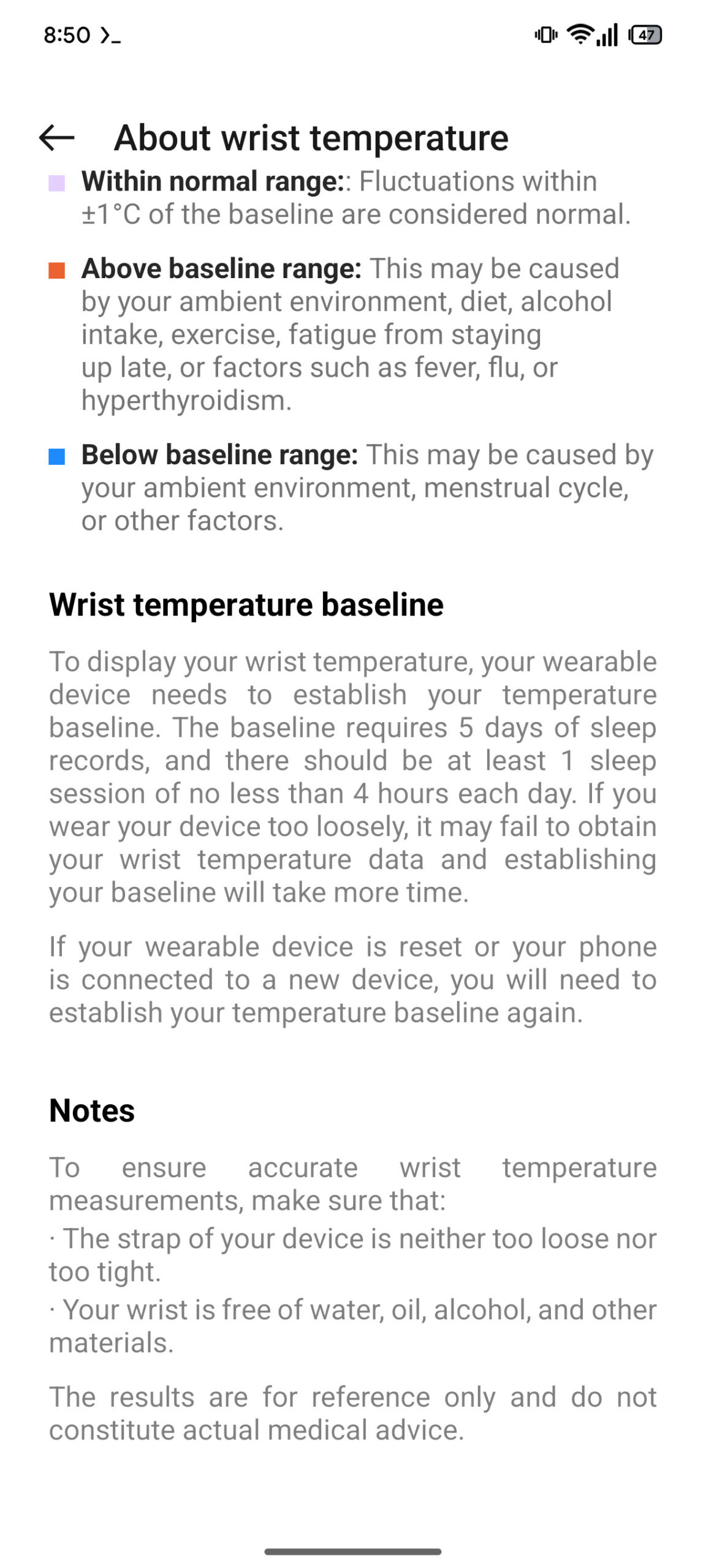 OHealth app Wrist Temperature AssembleDebug 2