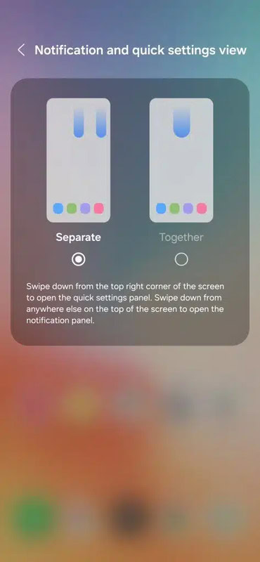 One UI 7 lets you choose if you want your notifications and Quick Settings separated