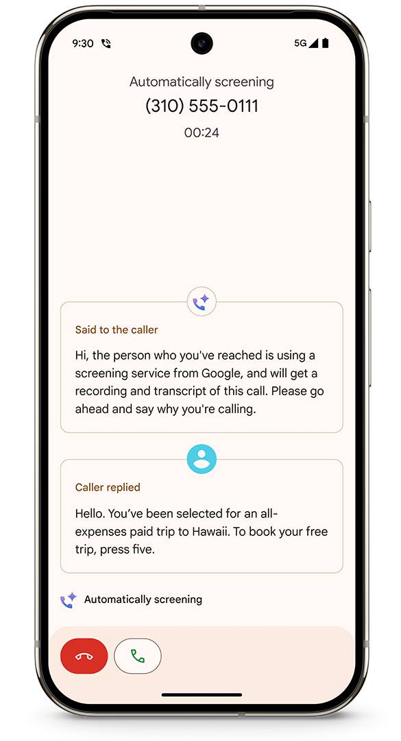 Pixel Automatic Call Screening view screenshot