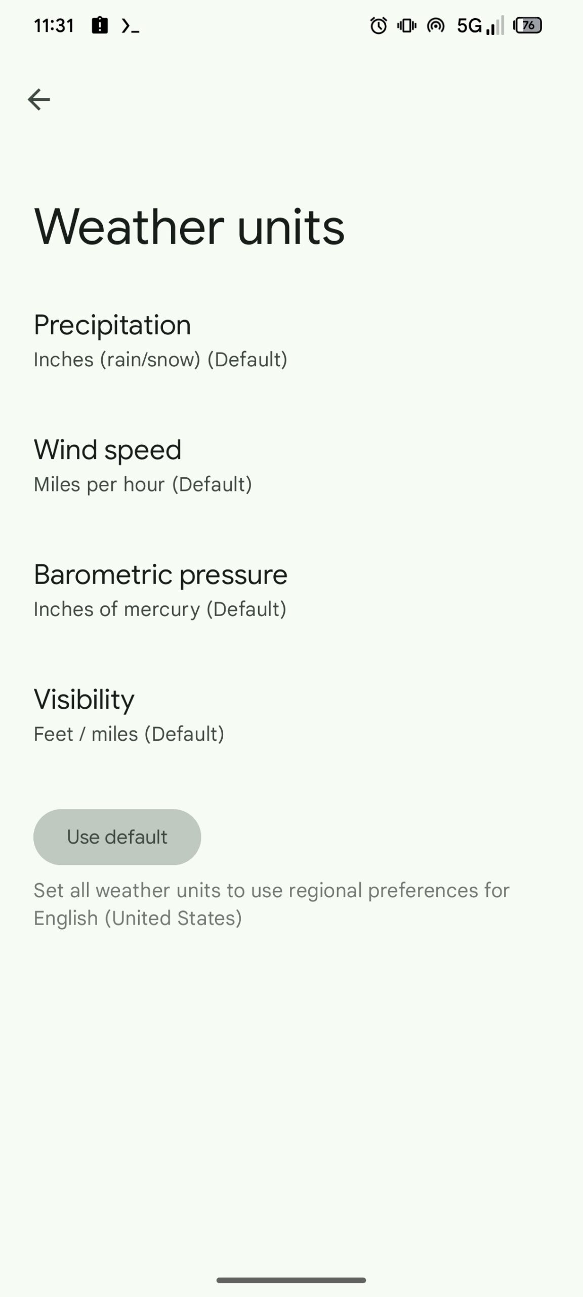 Pixel Weather app Units 1