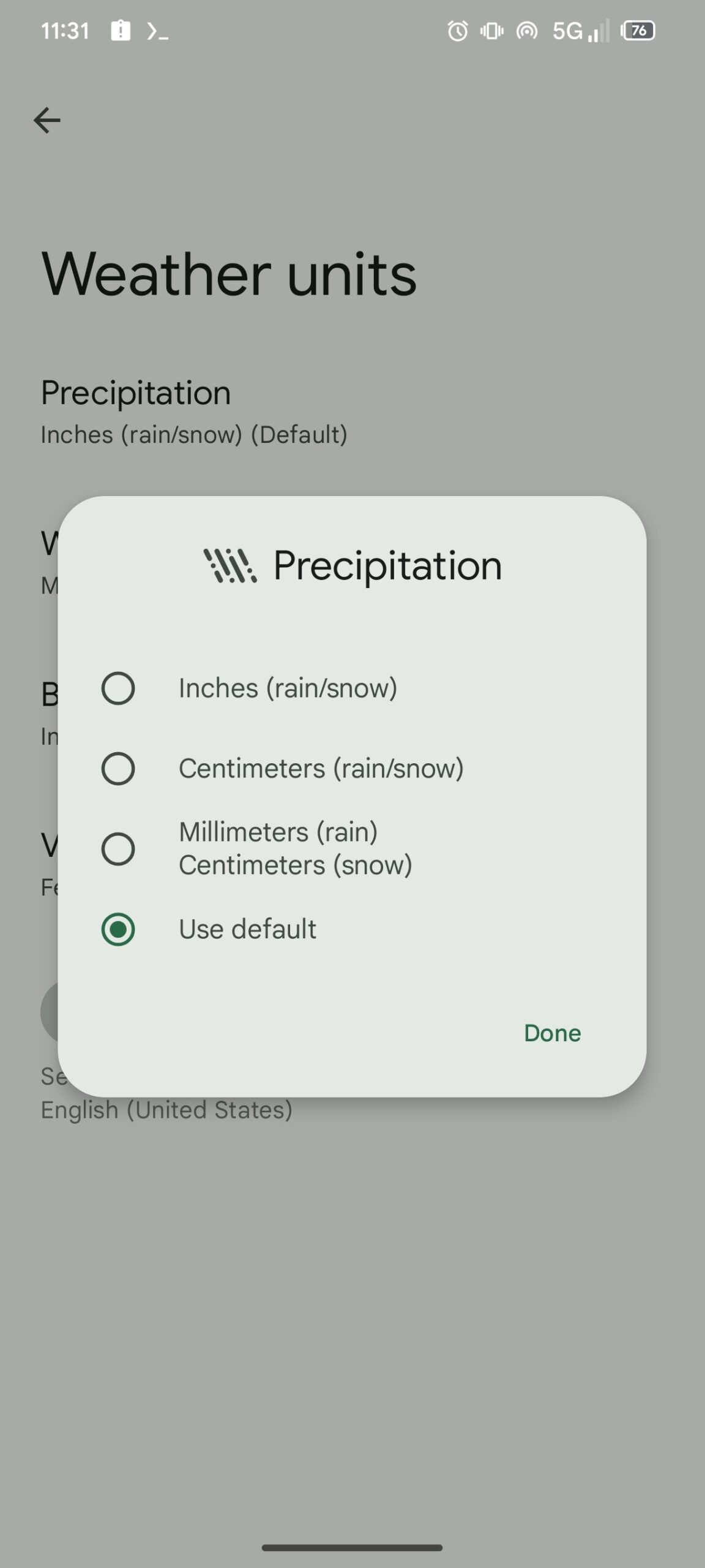 Pixel Weather app Units 2