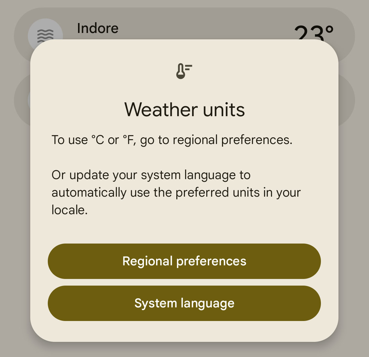 Pixel Weather app unit change menu AssembleDebug